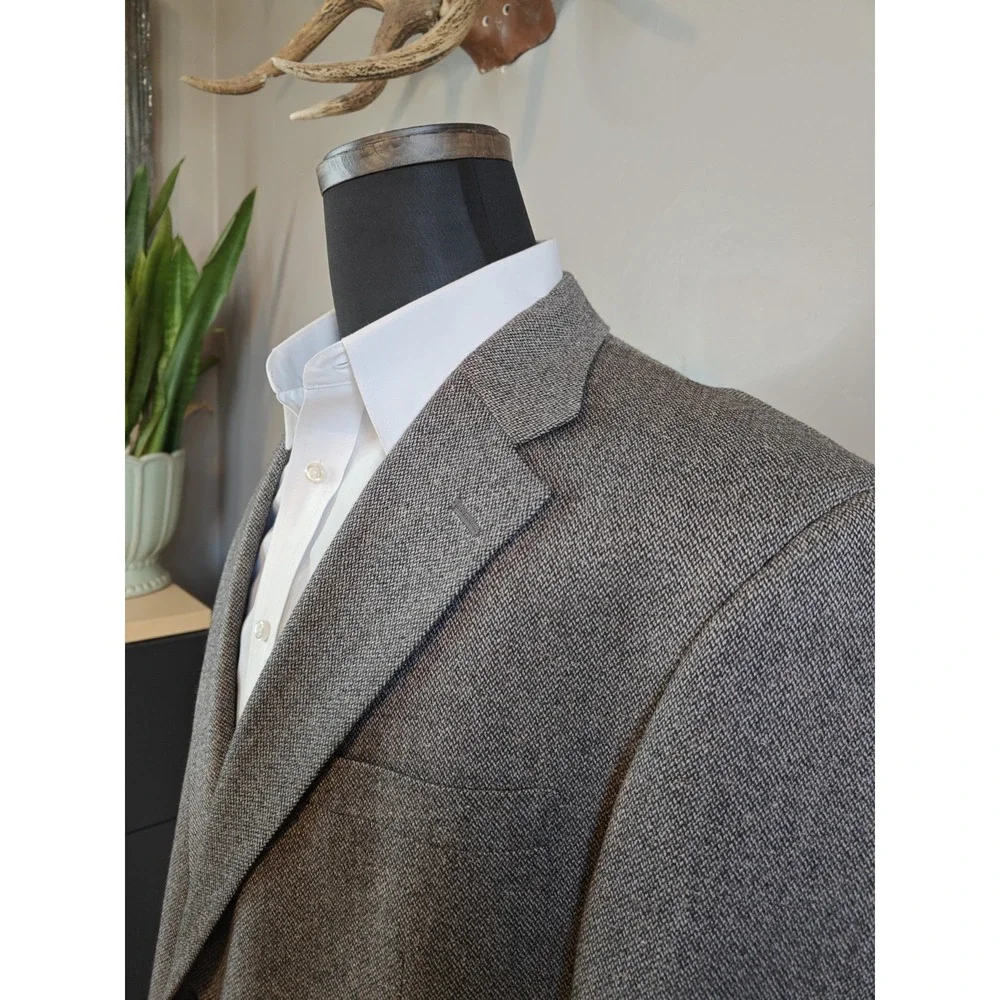 Austin Reed Mens Wool Sports Coat 44R Gray Made in USA 2 Button Blazer